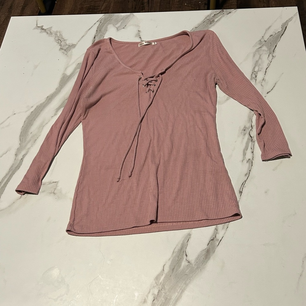 pink tied blouse